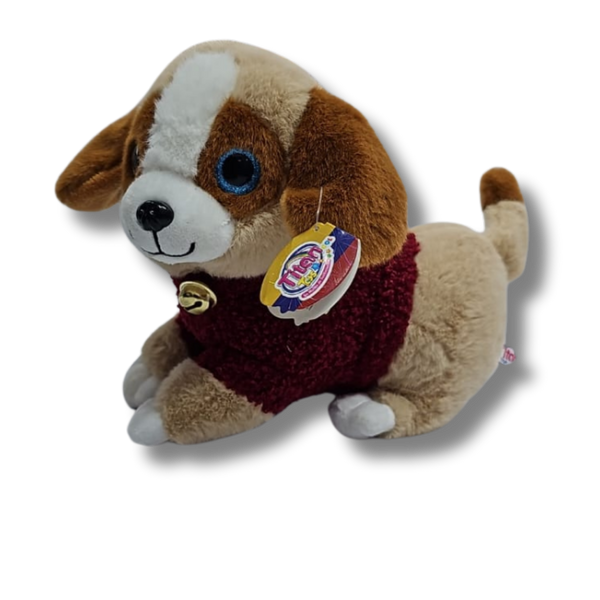 PELUCHE DE PERRITO CON COLLAR Y CASCABEL