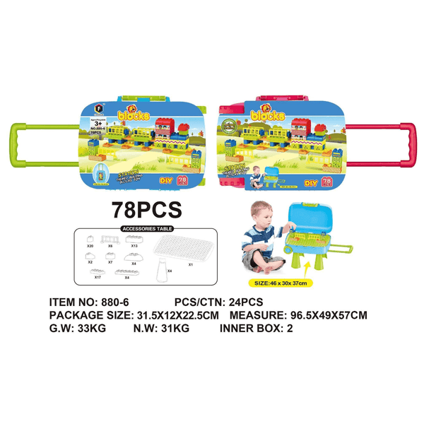 SET DE BLOQUES 78 PCS Juguetes Buffalo con maletín portátil, piezas de construcción coloridas para niños y niñas, ideal para creatividad.