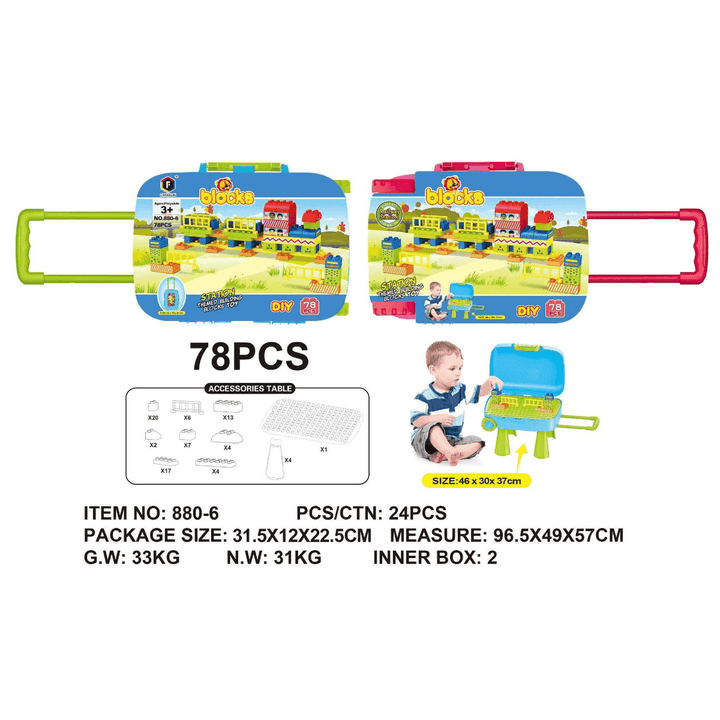 SET DE BLOQUES 78 PCS Juguetes Buffalo con maletín portátil, piezas de construcción coloridas para niños y niñas, ideal para creatividad.
