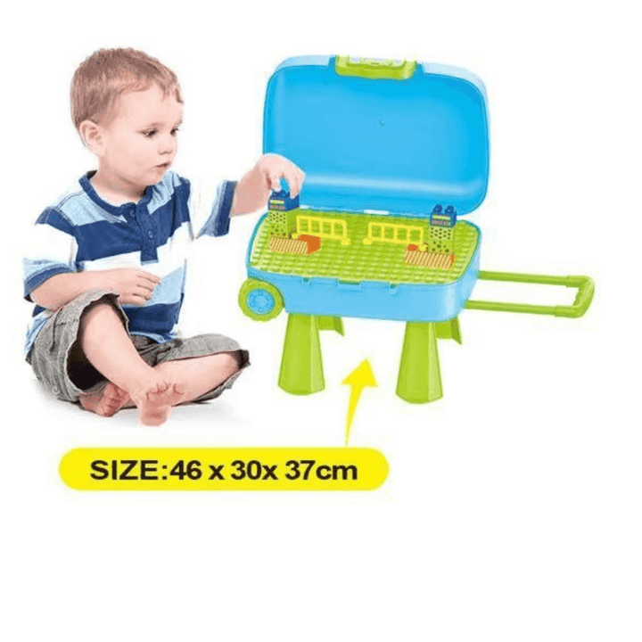 SET DE BLOQUES 48 PCS Juguetes Buffalo con maletín azul y patas verdes, ideal para niños y niñas. Incluye bloques de construcción para juegos creativos.