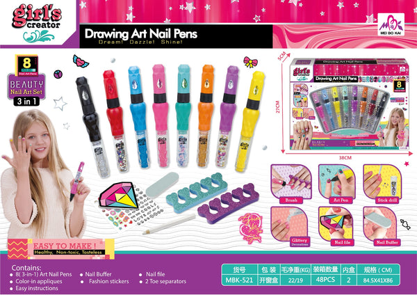 Set de Uñas Infantil Girl’s Creator con 8 Nail Pens