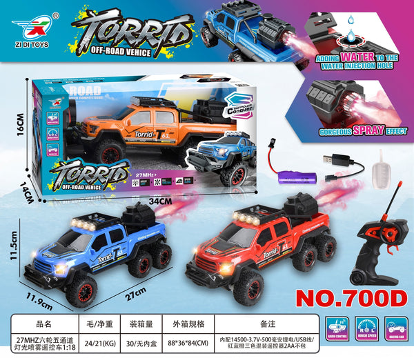 Camioneta RC Torrid 1:18 – Spray Real y 6 Ruedas Off-Road