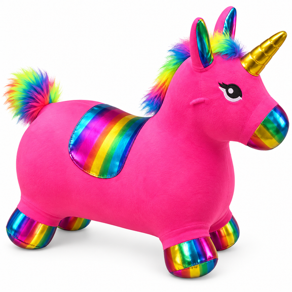 Saltarín Inflable Unicornio Arcoíris | Montable para Niños – Juguetes ...