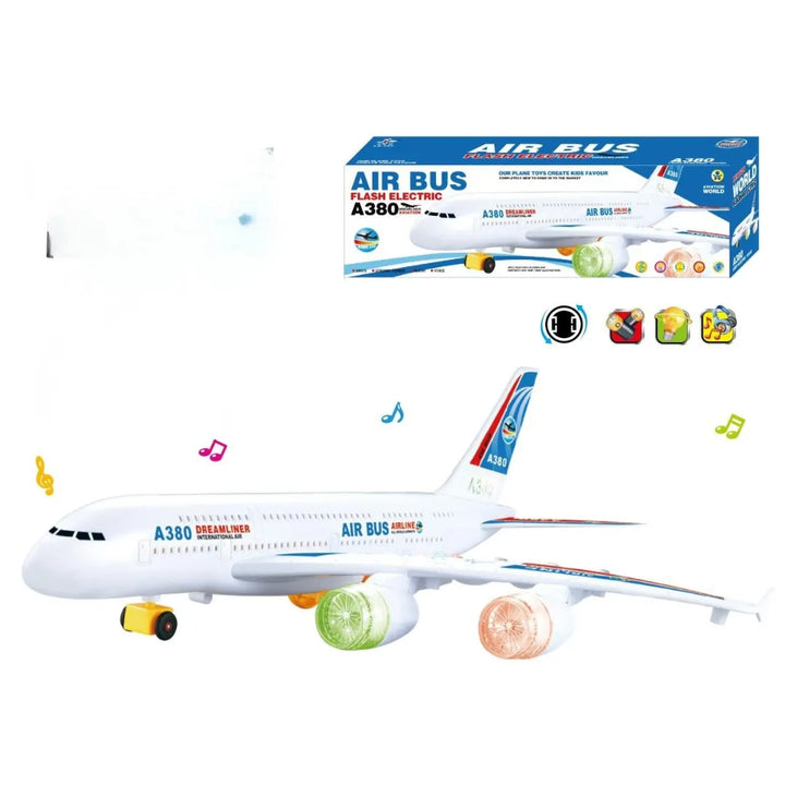 El Avión Eléctrico Boeing 747 “Happy Trip” Ref. A380-900 es un juguete fascinante que combina tecnología, color y diversión. Ideal para niños que sueñan con volar, este avión se mueve automáticamente gracias a su sistema Bump &amp; Go, cambiando de dirección al chocar con un obstáculo.