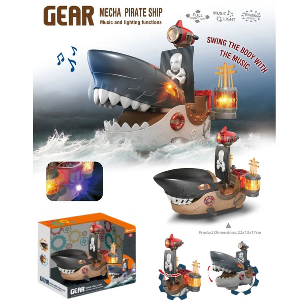Barco Pirata Mecánico con Luz y Sonido – Tiburón