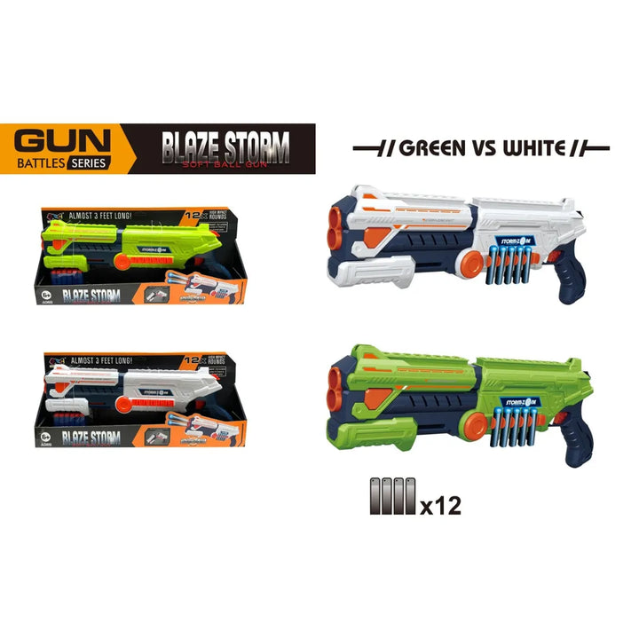 El Blaze Storm Z1159-1A es un lanzador de bolas de espuma diseñado para brindar diversión segura y acción sin límites. Con un tamaño de 48 cm y un diseño ergonómico, ofrece una experiencia realista y emocionante para los pequeños fanáticos de los juegos de batalla.