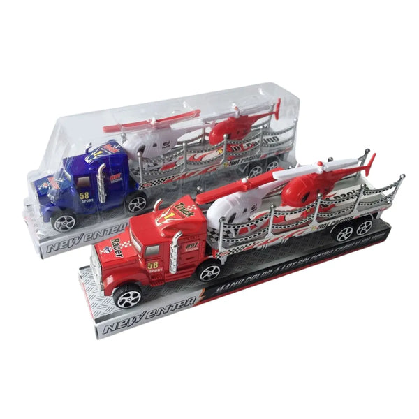 El Camión con Helicóptero OL0953 ofrece doble diversión para los pequeños amantes de la velocidad y la aventura.
Este set combina un camión de carga estilo racing con un helicóptero desmontable, ideal para crear misiones de rescate, carreras o juegos de transporte.