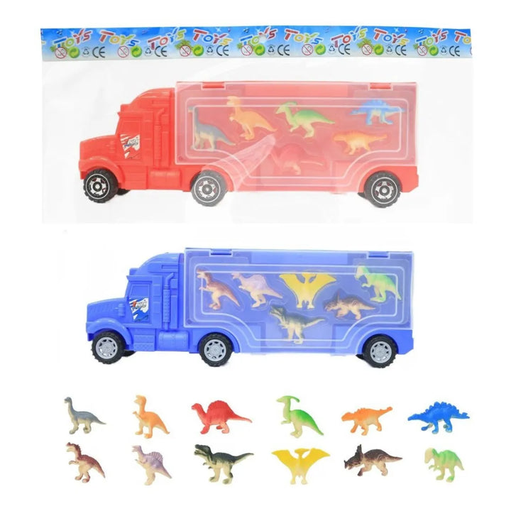El Camión Porta Dinosaurios OL0800 es una aventura jurásica sobre ruedas.
Incluye un camión de transporte de 34 cm y varias figuras de dinosaurios coloridos que fascinarán a los pequeños fanáticos de los animales prehistóricos.