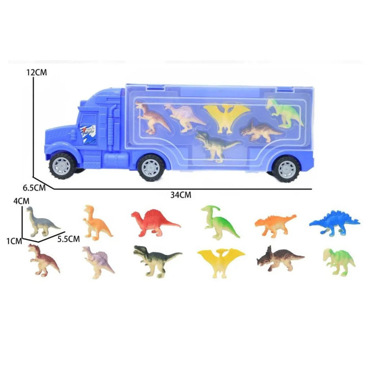 El Camión Porta Dinosaurios OL0800 es una aventura jurásica sobre ruedas.
Incluye un camión de transporte de 34 cm y varias figuras de dinosaurios coloridos que fascinarán a los pequeños fanáticos de los animales prehistóricos.