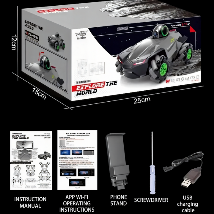 carro explorador, carro a control remoto, carro con cámara, juguete importado, carro RC niños, regalo para niños, carro control app, juguete coleccionable, envío rápido Colombia, juguete tecnológico