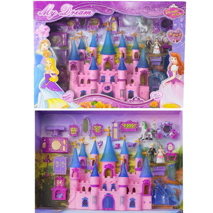 El Castillo My Dream OL1655 convierte cada juego en un cuento de hadas.
Con su diseño encantador en tonos rosados y torres azul brillante, este castillo cuenta con luces y música integradas que crean un ambiente mágico lleno de fantasía.