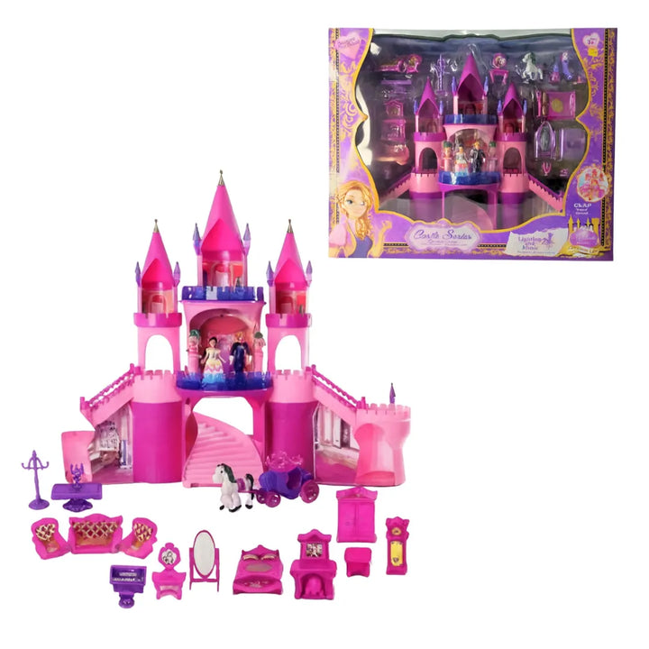 El Castillo Castle Series OL1657 es un sueño hecho realidad para todas las pequeñas princesas.
Con su diseño en tonos rosados y detalles dorados, este majestuoso castillo se ilumina y reproduce melodías encantadoras al sonar una palmada, creando una experiencia mágica llena de brillo y diversión.