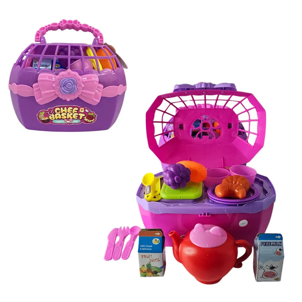 Convierte el juego en una deliciosa experiencia con la Chef Basket OL1545.&nbsp;
Este set incluye una canasta portátil llena de frutas, verduras y utensilios para que los niños disfruten jugando a cocinar como los grandes.