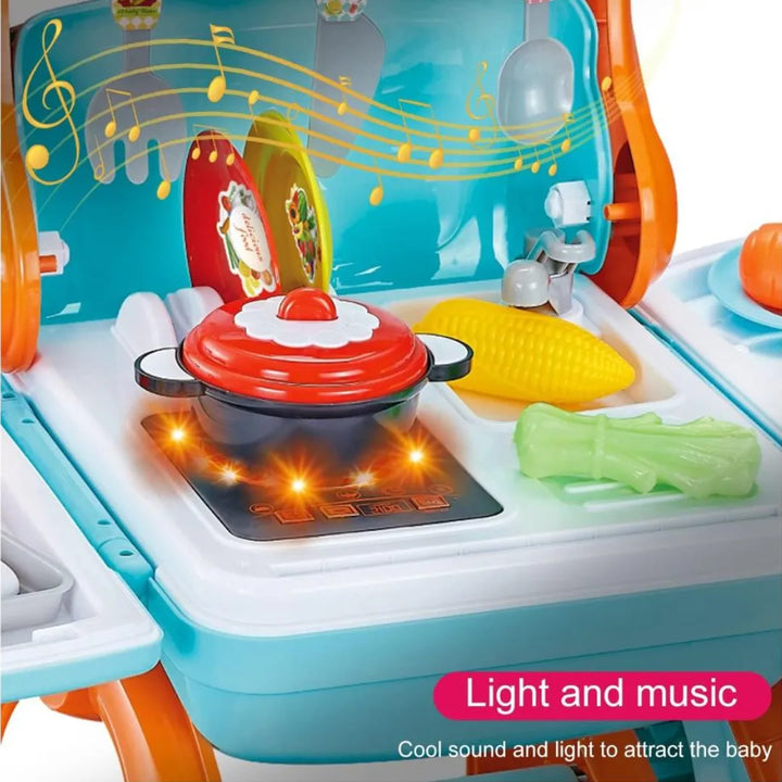 cocina infantil, cocina 2 en 1 con carrito, juguete educativo, juguete importado, cocina para niños, carrito de mercado infantil, juguetes para niñas, regalo educativo, juguetería Colombia, envío rápido