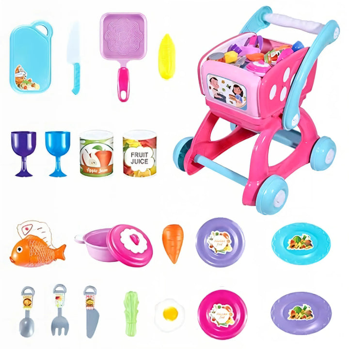 cocina infantil 2 en 1, carrito de mercado infantil, juguetes educativos, cocina para niñas, juguete importado Colombia, regalo para niños, juguetes coleccionables, cocina infantil importada, envío rápido, juguetería online