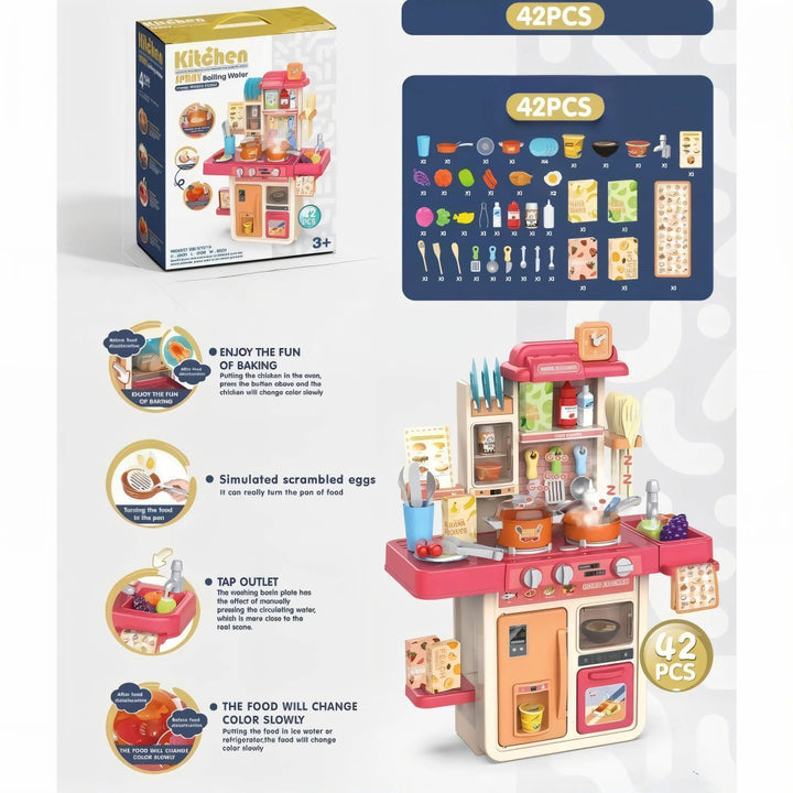 La Cocina Infantil con Pollo Rostizado y Efecto de Vapor OL0645 es el sueño de todo pequeño chef.
Con efecto de agua real, vapor y cambio de color en los alimentos, los niños disfrutarán de una experiencia de cocina completamente interactiva.