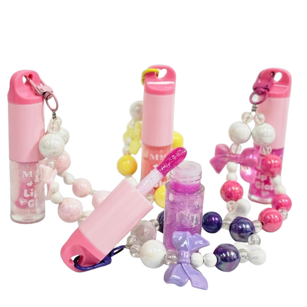 BRILLOS LABIALES CON PULSERA DE CUENTAS X1 UND