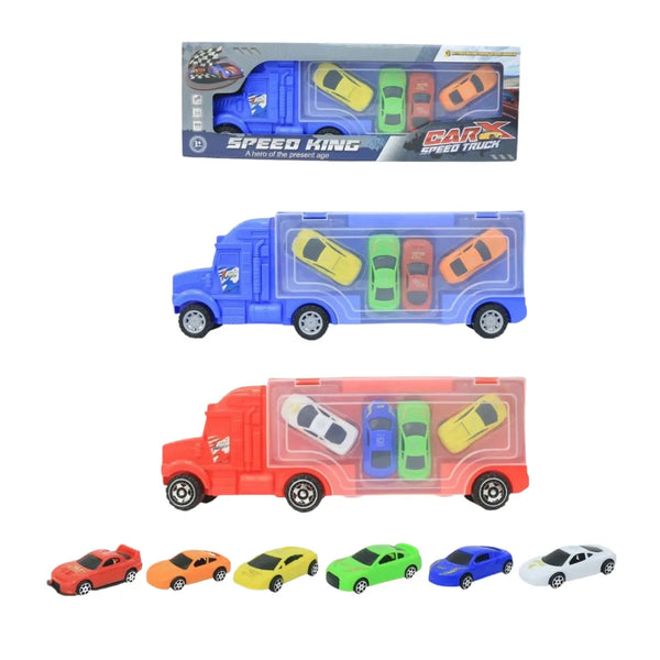 Camion Porta Carros Speed King con 6 Vehículos
