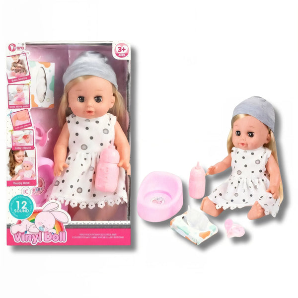 Muñeca con Gorro y Vasenilla