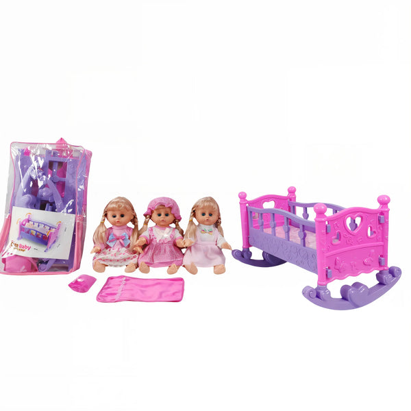 Set de Muñecas con Cuna Mecedora