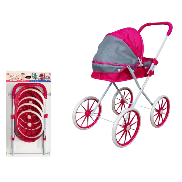 Coche para Muñecas Rosa-Gris – Plegable Metálico