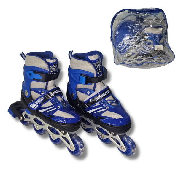 Combo Patines Azules para Niño + Casco y Protecciones