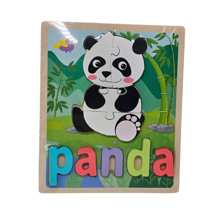 rompecabezas madera llama, puzzle letras infantil, juguetes educativos madera, vocabulario niños, juguetería Colombia, animales de madera