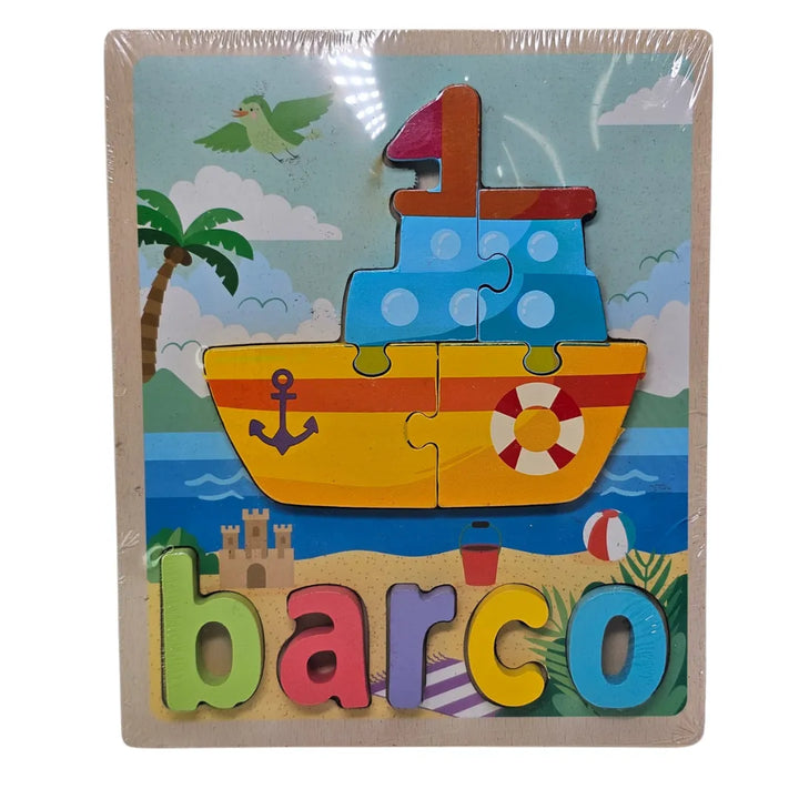 rompecabezas madera llama, puzzle letras infantil, juguetes educativos madera, vocabulario niños, juguetería Colombia, animales de madera