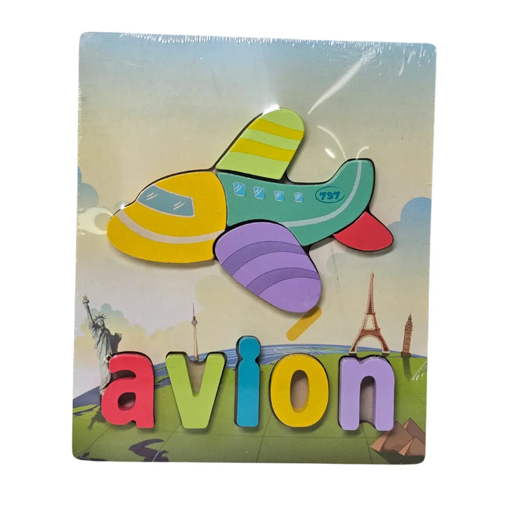 rompecabezas madera llama, puzzle letras infantil, juguetes educativos madera, vocabulario niños, juguetería Colombia, animales de madera