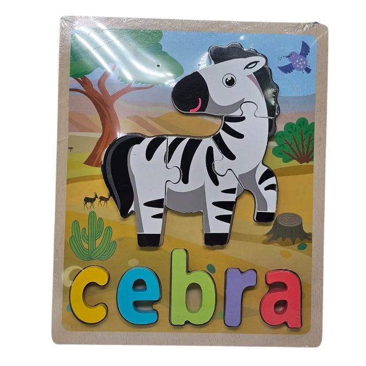 rompecabezas madera llama, puzzle letras infantil, juguetes educativos madera, vocabulario niños, juguetería Colombia, animales de madera