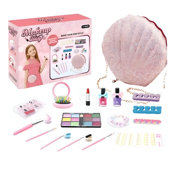 SET DE MAQUILLAJE INFANTIL CON BOLSO DE CONCHA