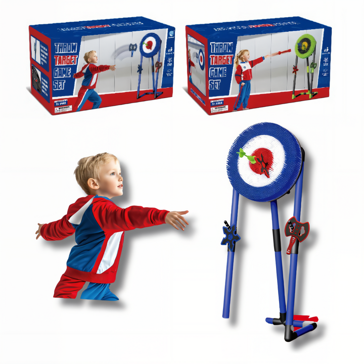 El Throw Target Game Set 2888-42A es un divertido juego de lanzamiento diseñado para que los niños practiquen la precisión, la fuerza y la coordinación mientras se divierten. Incluye una gran diana de 38 cm y varios accesorios de lanzamiento que se adhieren fácilmente al objetivo.