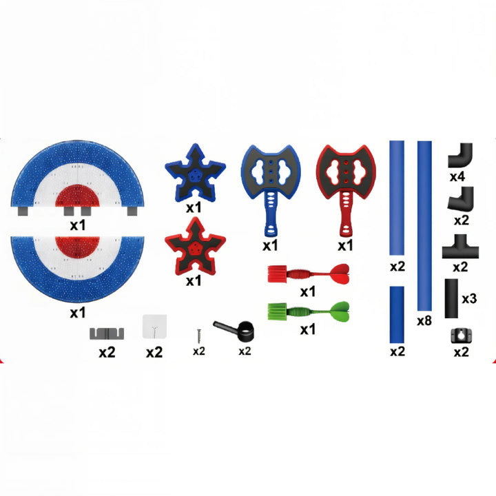 El Throw Target Game Set 2888-42A es un divertido juego de lanzamiento diseñado para que los niños practiquen la precisión, la fuerza y la coordinación mientras se divierten. Incluye una gran diana de 38 cm y varios accesorios de lanzamiento que se adhieren fácilmente al objetivo.