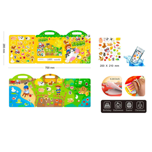 El Libro de Stickers Lavables Granja Infantil XB0006 ofrece horas de diversión educativa para los más pequeños. Con más de 200 stickers de animales, plantas, vehículos y elementos de granja, los niños pueden crear y recrear sus propias historias una y otra vez