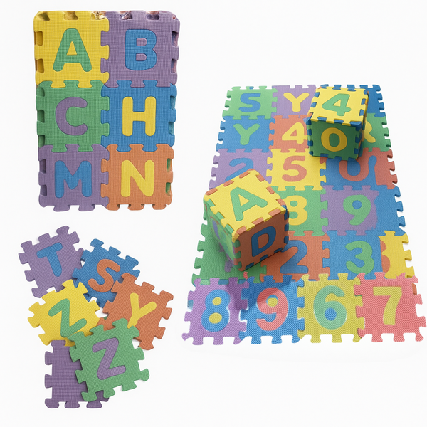 SET DE TAPETES DIDACTICOS DE LETRAS Y NUMEROS EN GOMA EVA