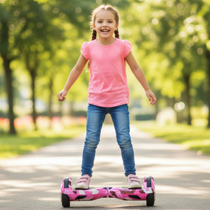 hoverboard rosa camo, hoverboard para niños, hoverboard 6.5 pulgadas, juguete moderno, regalo infantil, hoverboard económico, importado, envío rápido Colombia, malumeta