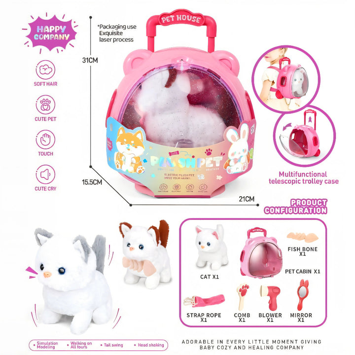 La Mascota de Peluche con Maleta OL1189 combina ternura, movimiento y diversión en un solo juguete.
Tu pequeño podrá pasear a su peluche favorito en una maleta transparente tipo trolley, diseñada especialmente para niños.