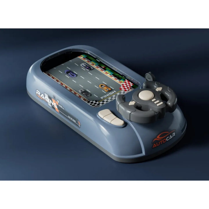 La Mini Consola de Carreras Autocar OL1696 lleva la diversión y la velocidad a tus manos.
Con un diseño compacto y moderno, este juego de autos tipo arcade permite controlar los vehículos con un volante realista, simulando el movimiento en la pista mientras esquivas obstáculos y compites por el primer lugar.