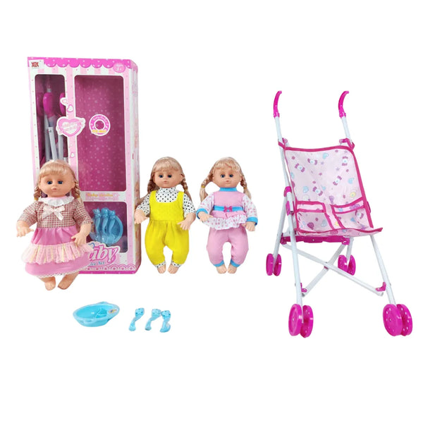 Muñeca con Coche y Accesorios Baby Set