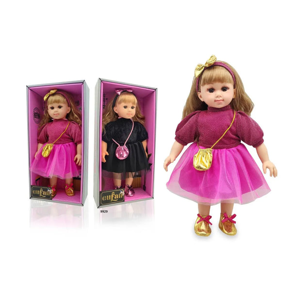 Muñeca Elegante con Vestido de Fiesta y Bolso Metálico