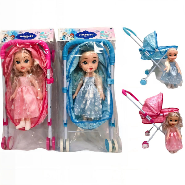 La Muñeca Jimelbao con Coche Cuna OL1550 está diseñada para inspirar ternura y creatividad en cada juego.&nbsp;
Incluye una muñeca con cabello largo y vestido de princesa, además de un coche cuna amplio y plegable para que las niñas jueguen a cuidar, dormir y pasear a su “bebé”.