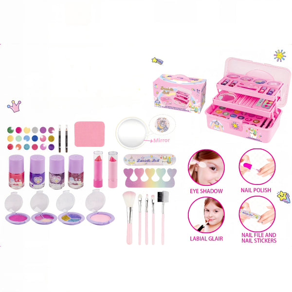 neceser con maquillaje infantil, maquillaje lavable niña, juguete de belleza, maquillaje para niñas 5 años, juguete importado, set maquillaje seguro, regalo niña 6 años, juguete creativo, juguetería online Colombia, envío rápido
