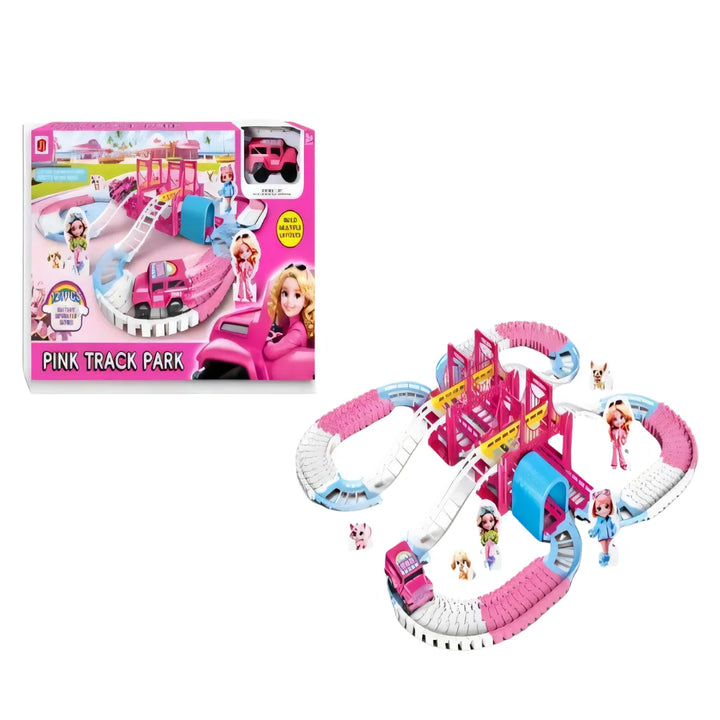 pista de carros niña, pista de carreras rosada, juguete de velocidad niña, carros para niñas, juguete importado Colombia, pista armable infantil, pista coleccionable niña, juguetes 6 años, regalo para niña, envío rápido juguetes.