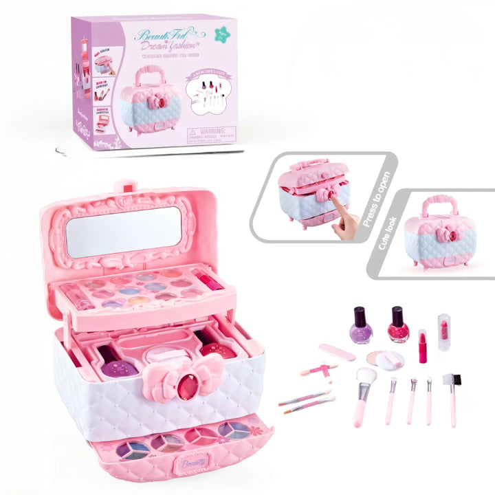 Dale un toque de magia a sus juegos con el Set de Maquillaje Infantil Beautiful Dream Beauty.
Este moderno maletín incluye espejo, sombras, labiales, brochas y accesorios que invitan a las niñas a jugar, aprender y expresarse con creatividad.