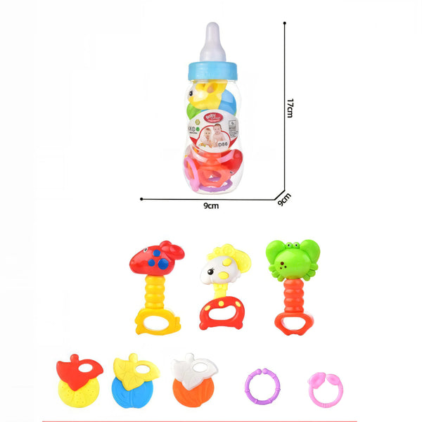 El Set de Sonajeros en Botella Grande OL1542 es el regalo perfecto para los más pequeños de casa.
Incluye varios diseños coloridos con formas de animales y frutas, ideales para estimular el tacto, la vista y el oído del bebé mientras juega y aprende.